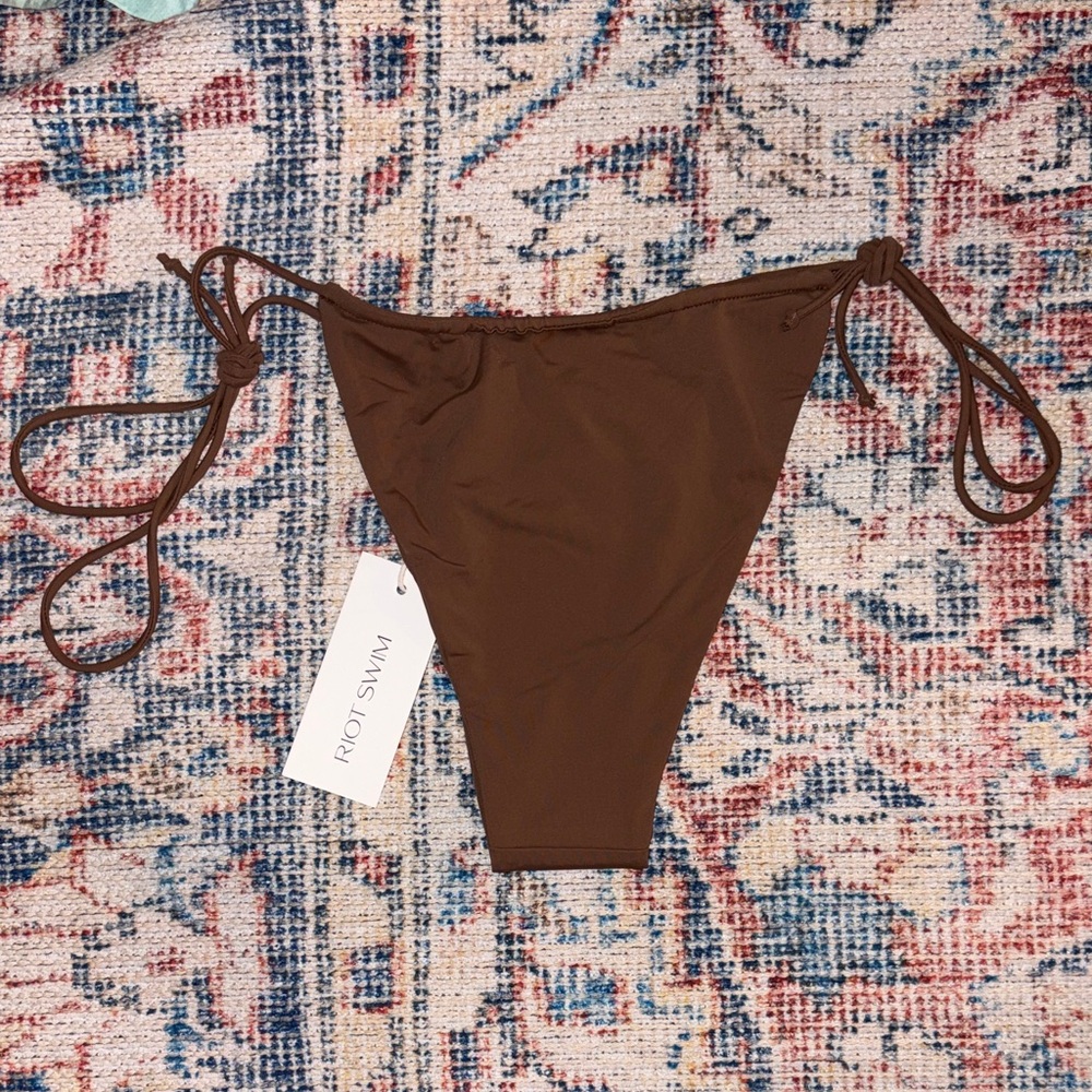 Riot Swim Bixi Bikini Bottoms in Brown Sugar SZ L NWT - Picture 3 of 5